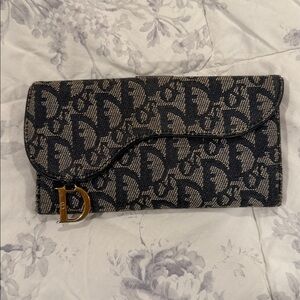 Dior Blue Black and Cream Monogram Clutch